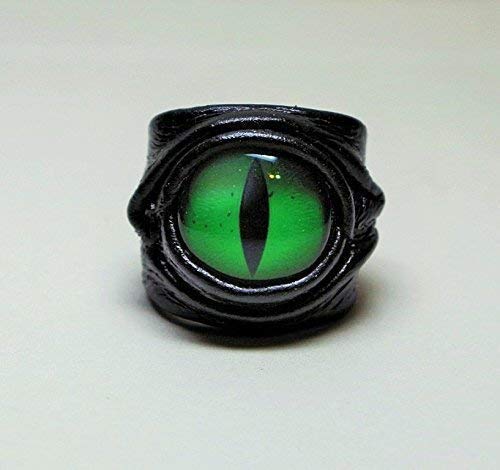 Amazon.com: Dragon eye adjustable genuine leather ring. Statement ring. Horror leather ring. Evil eye finger ring. Halloween ring. Burning man costumes.: Handmade