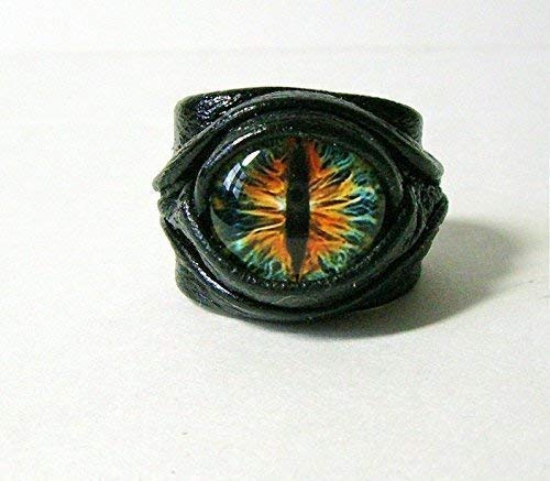 Amazon.com: Dragon eye adjustable genuine leather ring. Statement ring. Horror leather ring. Evil eye finger ring. Halloween ring. Burning man costumes.: Handmade