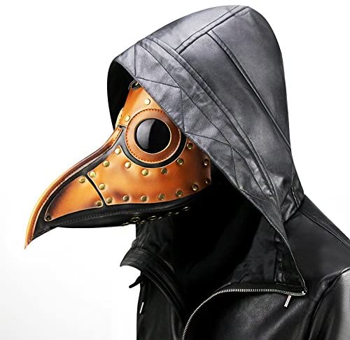 Amazon.com: Woworld Leather Plague Doctor Mask Steampunk Bird Mask Long Beak Masquerade Party Costume Mask Black: Clothing
