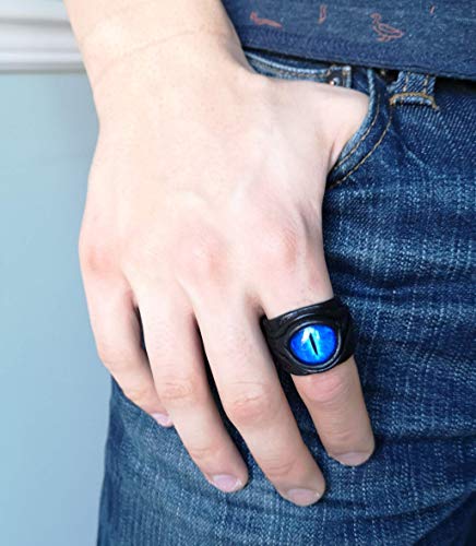 Amazon.com: Dragon eye adjustable genuine leather ring. Statement ring. Horror leather ring. Evil eye finger ring. Halloween ring. Burning man costumes.: Handmade