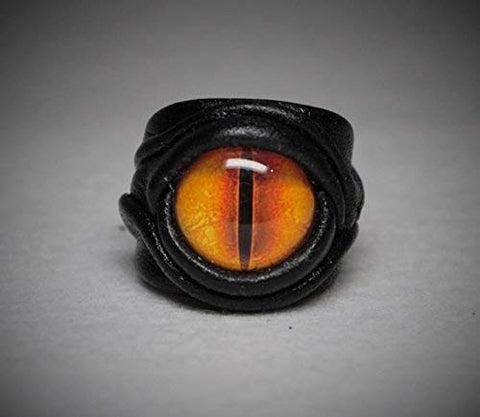 Amazon.com: Dragon eye adjustable genuine leather ring. Statement ring. Horror leather ring. Evil eye finger ring. Halloween ring. Burning man costumes.: Handmade