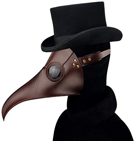 Amazon.com: Woworld Leather Plague Doctor Mask Steampunk Bird Mask Long Beak Masquerade Party Costume Mask Black: Clothing