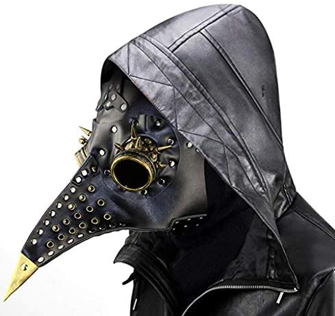 Amazon.com: Woworld Leather Plague Doctor Mask Steampunk Bird Mask Long Beak Masquerade Party Costume Mask Black: Clothing