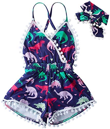 Amazon.com: UNICOMIDEA 6M-3T Baby Girl Backless Bodysuit Outfit Set Romper Jumpsuit with Headband: Clothing